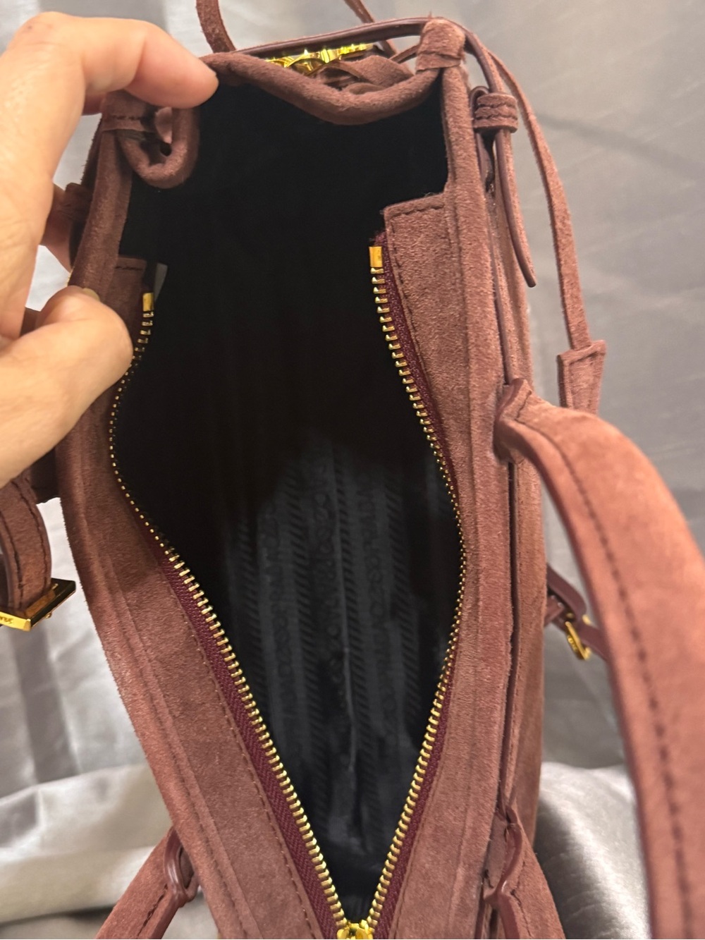 Prada Brown Suede Satchel Bag - Picture 5 of 16